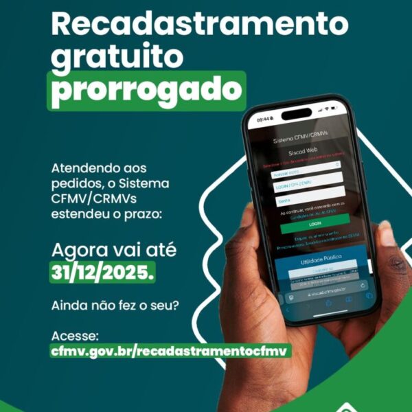 Recadastramento gratuito prorrogado