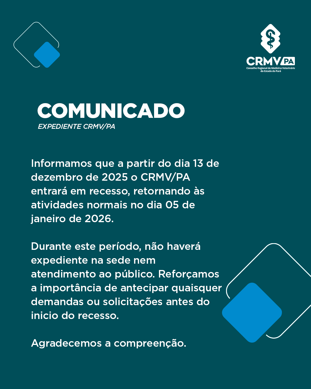 comunicado recesso 2025